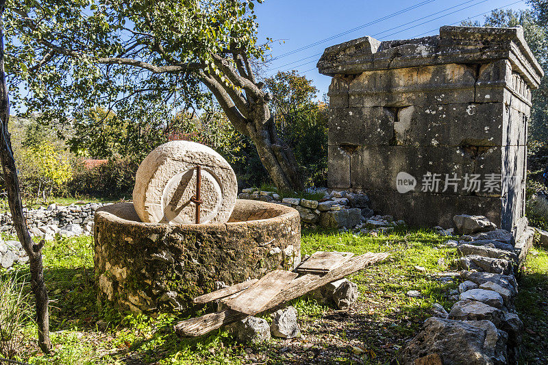 来自Dodurga村的Sidyma古城。Fethiye, Mugla，土耳其。